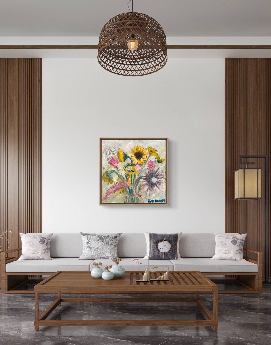 Sunflowers Roses And Proteas - in-context-home