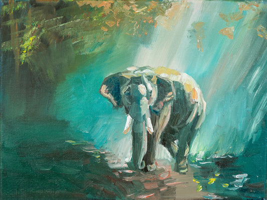 A painting titled 'Sleepy Elephant' by London Paintings