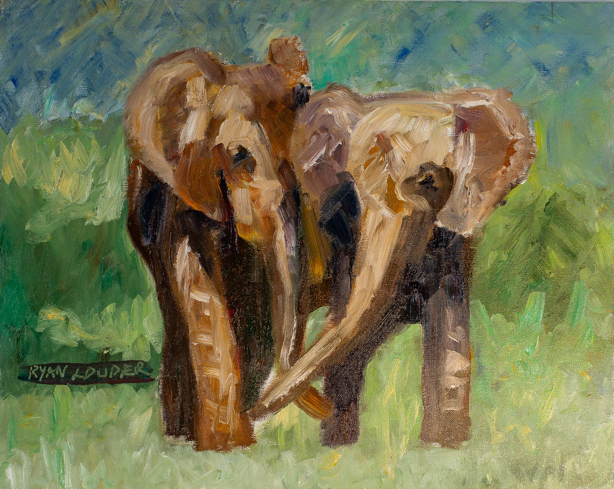 A painting titled 'Two Elephants.jpg' by London Paintings