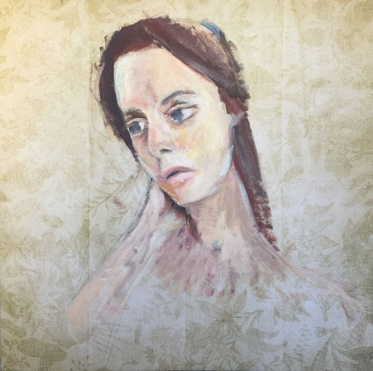 Faces In Wood 4 - Acrylic Oil On Paper - 12"x12" by Ryan Louder - Hahnemühle German Etching Fine Art Print