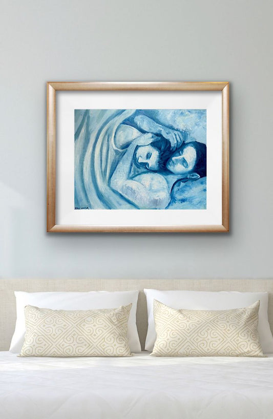 A painting titled 'Blue Sleeping by Ryan  Louder' by Ryan Louder
