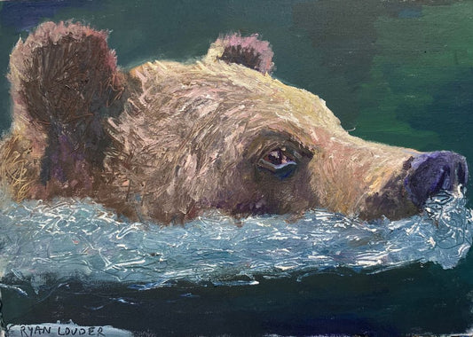 Bear Swimming Study In Oil by Ryan Louder