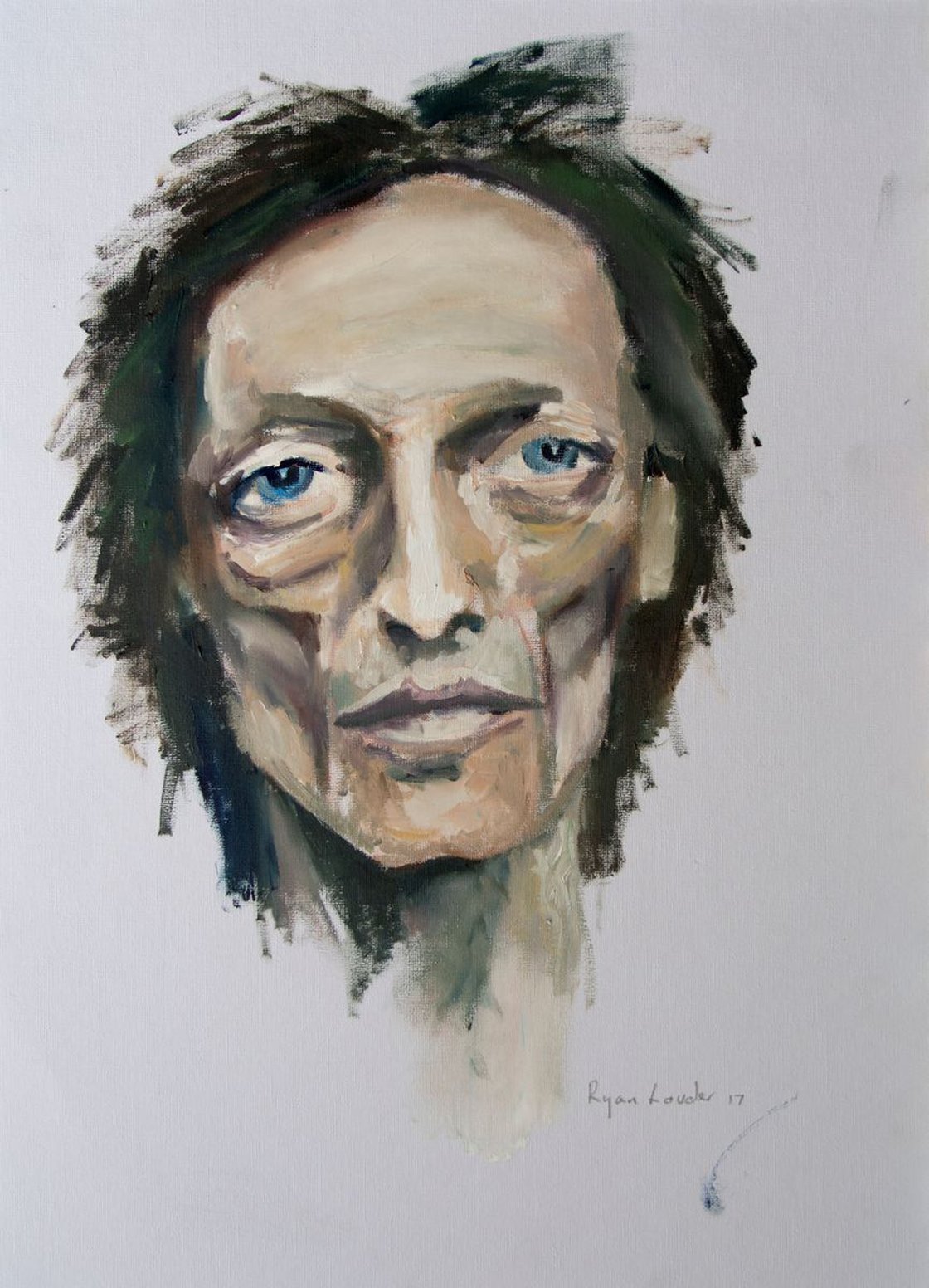 Portrait 12x9 Oil On Canvas Mans Face - Portrait of a Man - Portrait by Ryan Louder - Stretched Canvas Art Print - Hahnemühle German Etching Fine Art Print