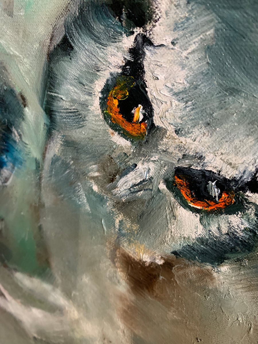Two Owls And A Baby - close-up-artwork