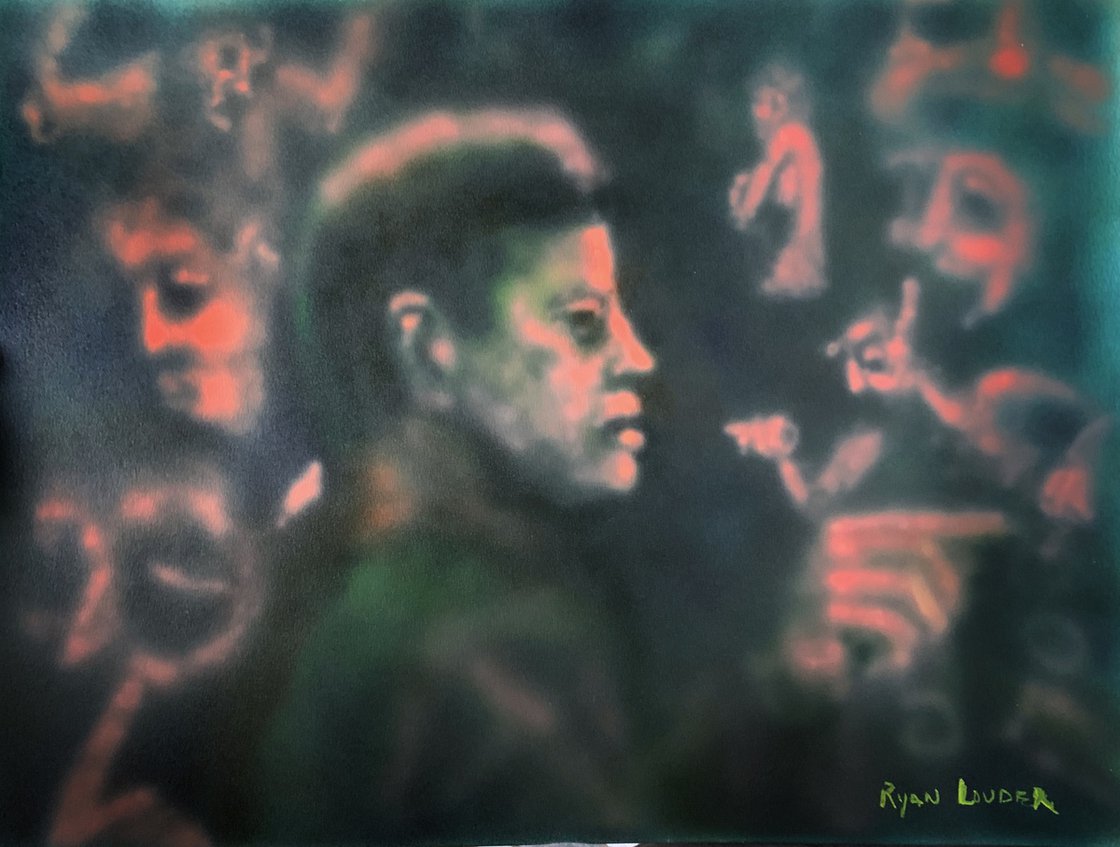 A painting titled 'JFK Assassination of Truth by Ryan  Louder' by Ryan Louder