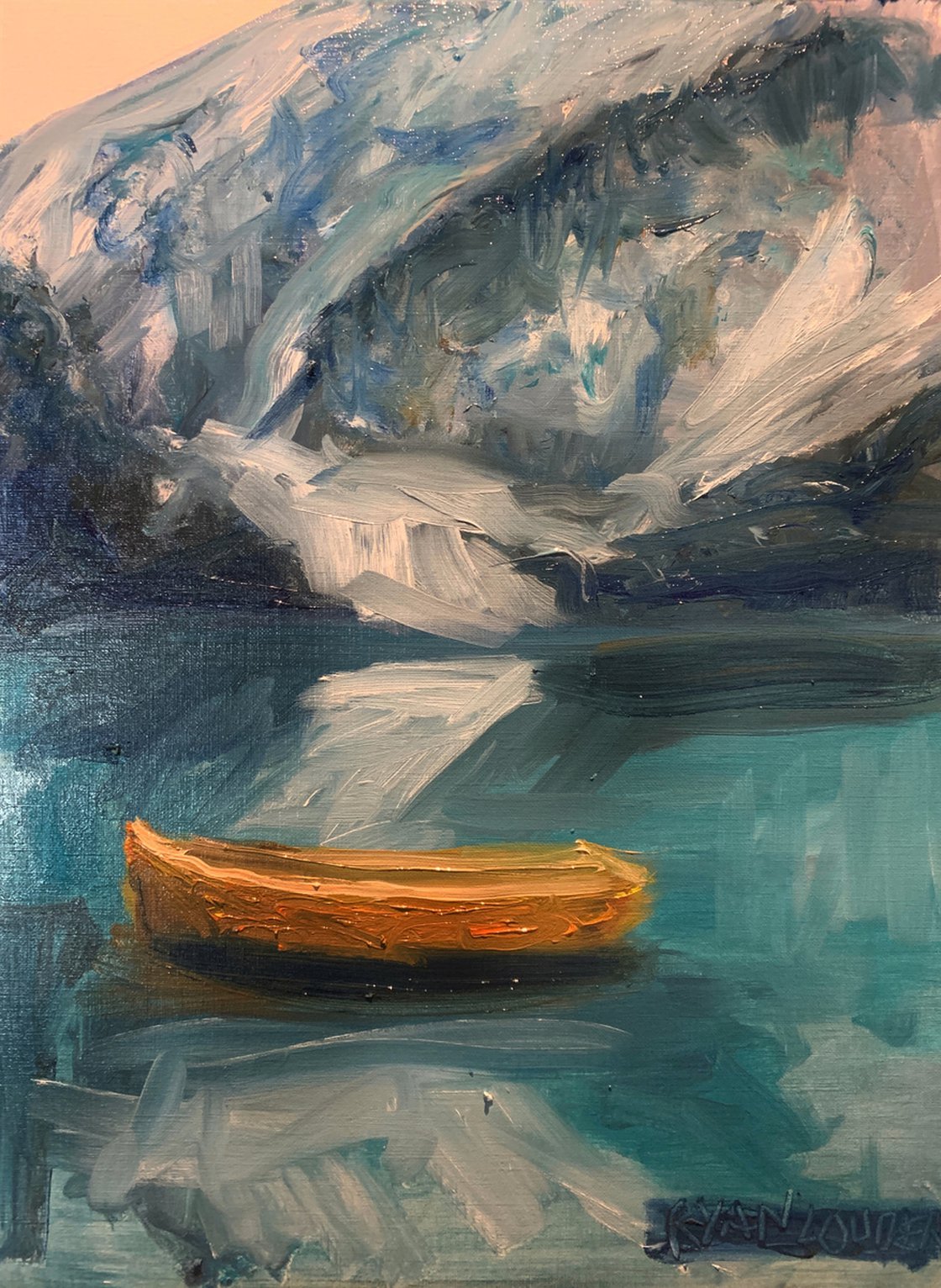 Boat On A Snowy Lake by Ryan Louder