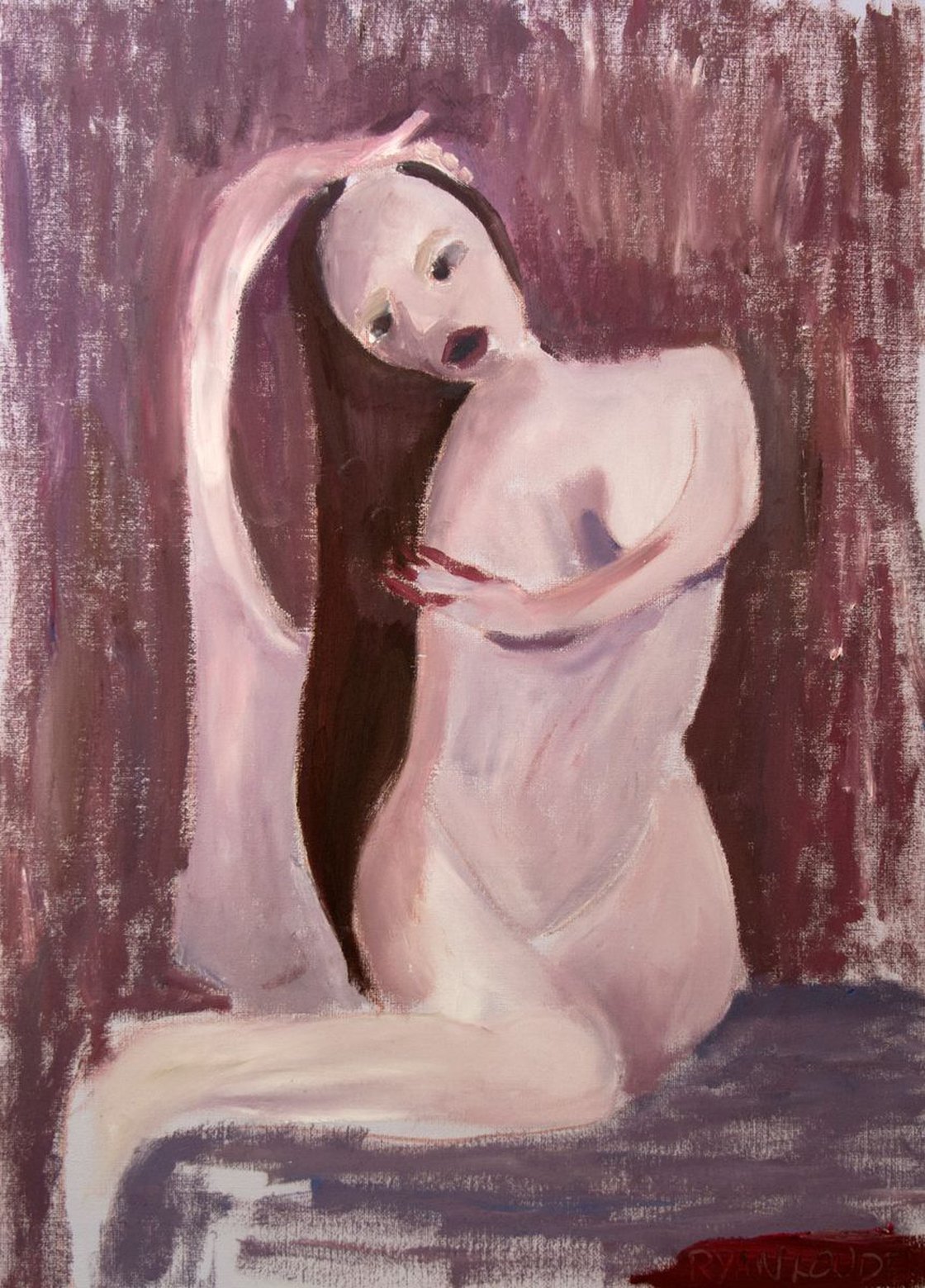 A painting titled 'Figure In Purple by Ryan  Louder' by Ryan Louder