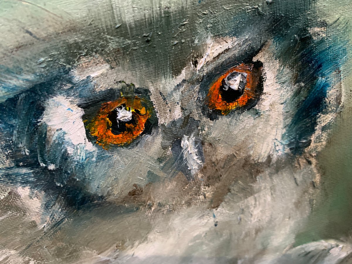 Two Owls And A Baby - close-up-artwork