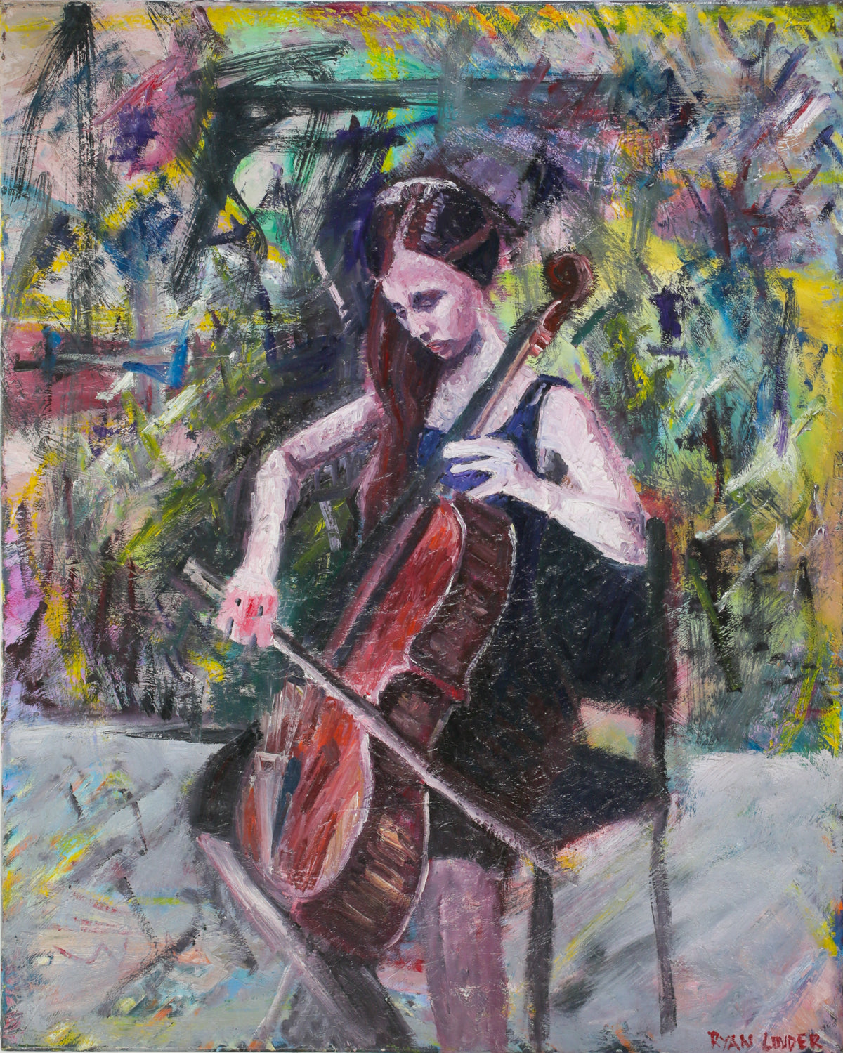cello player bright Print