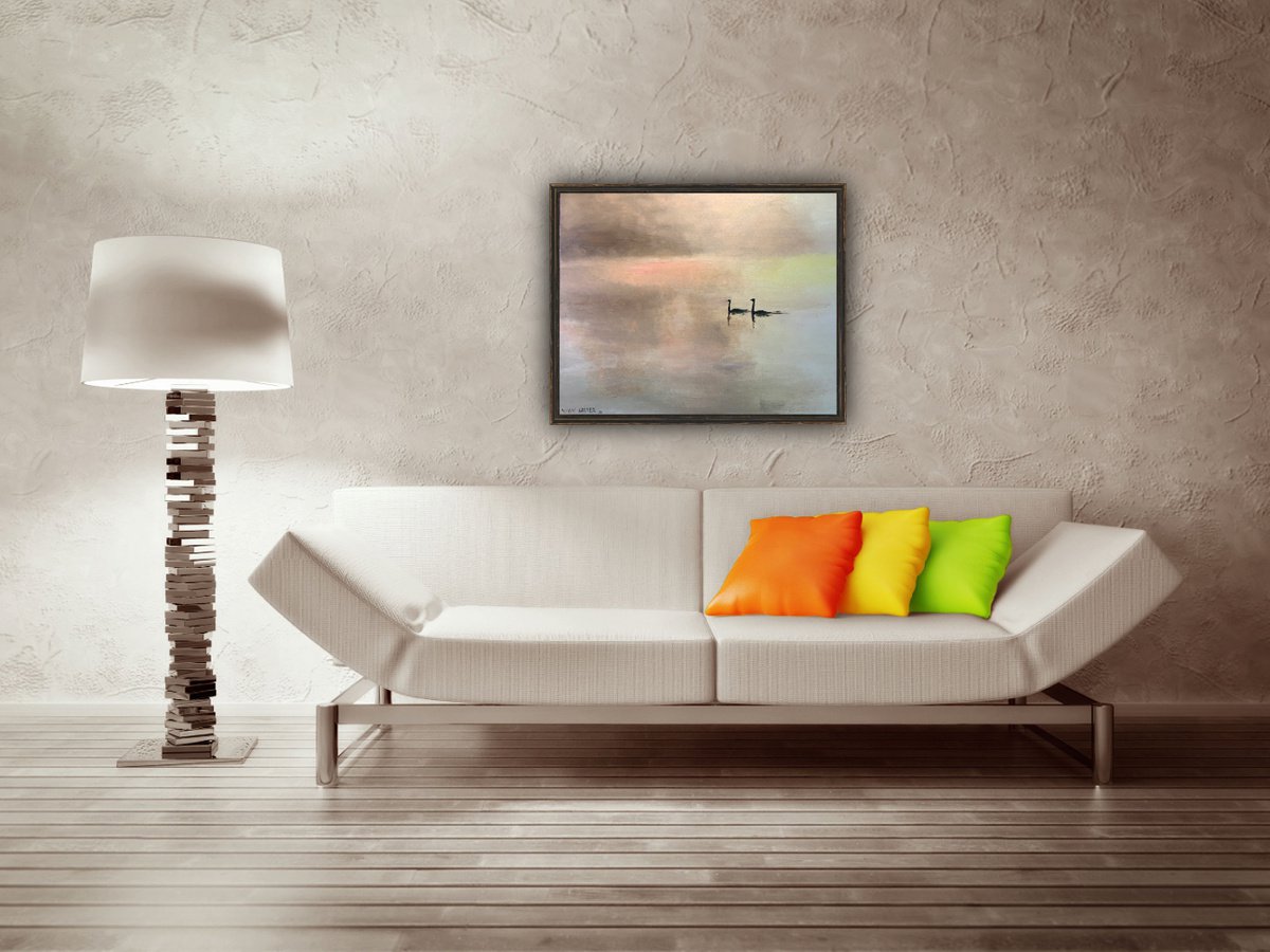 Two Swans At Dawn - in-context-home