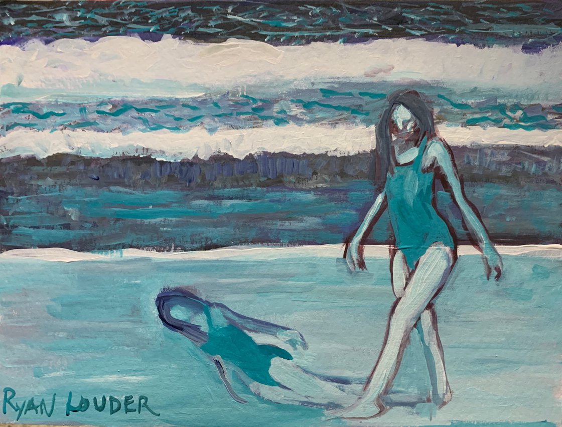 A painting titled 'Blue Beach by Ryan  Louder' by Ryan Louder