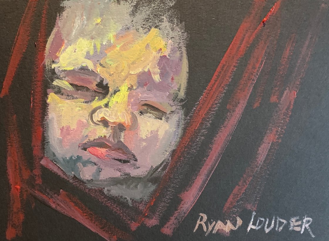 A painting titled 'A Baby Sleeping by Ryan  Louder' by Ryan Louder