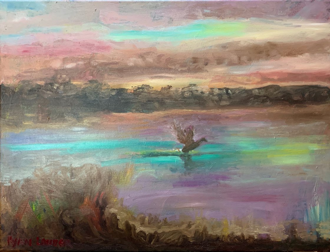 A painting titled 'Taking Flight At Sunset by Ryan  Louder' by Ryan Louder