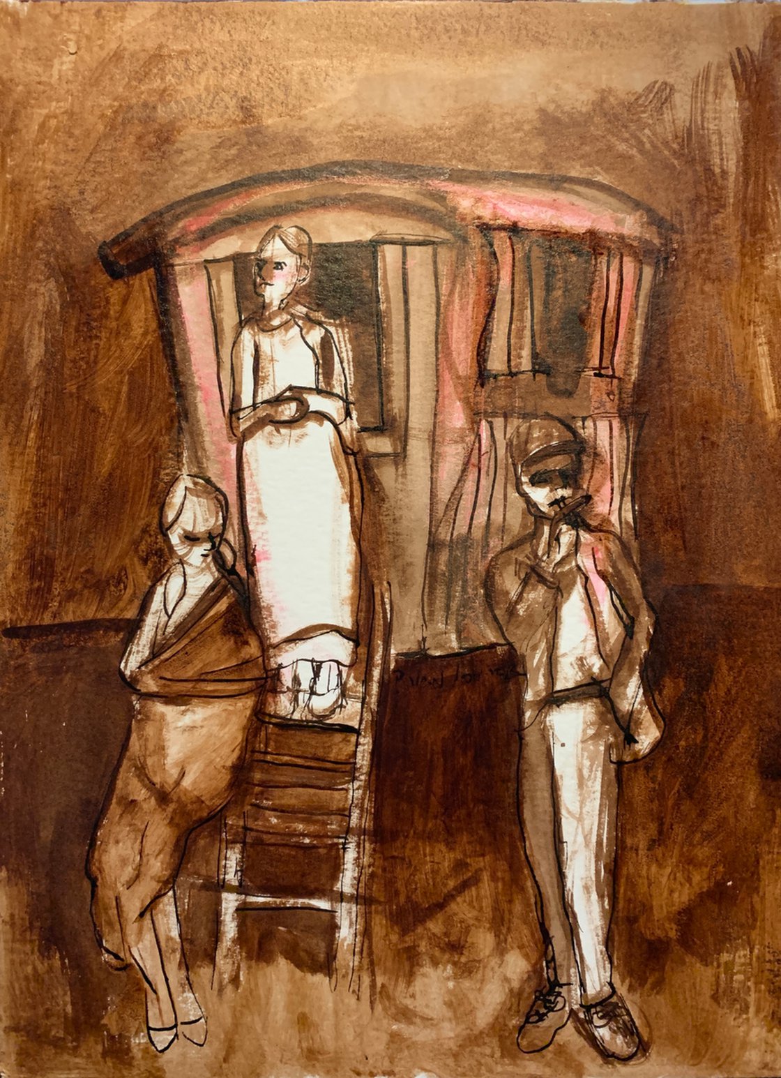 Chaperone - Ink Drawing 12x16 by Ryan Louder
