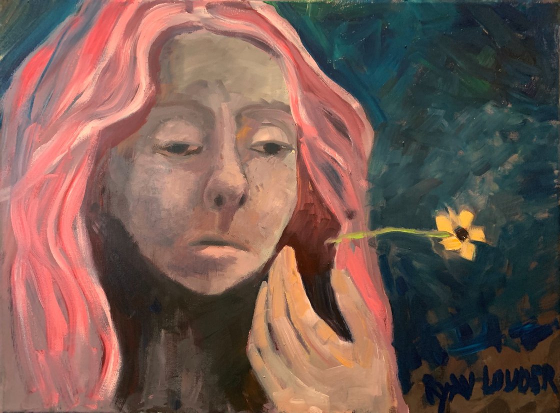 A painting titled 'Flower In The Wind by Ryan  Louder' by Ryan Louder