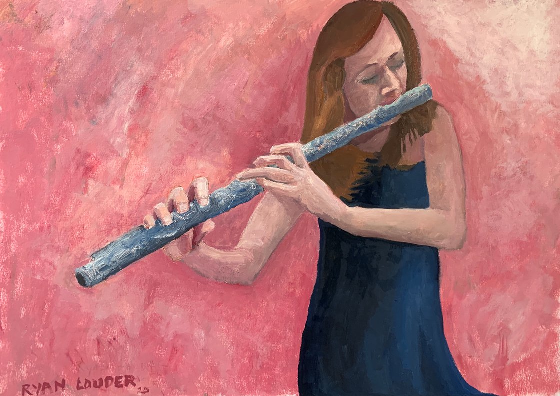 Flute Player by Ryan Louder - Hahnemühle German Etching Fine Art Print