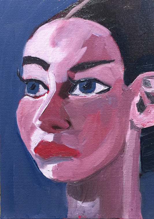 A painting titled 'Face of a Woman 7x5 by Ryan  Louder' by Ryan Louder