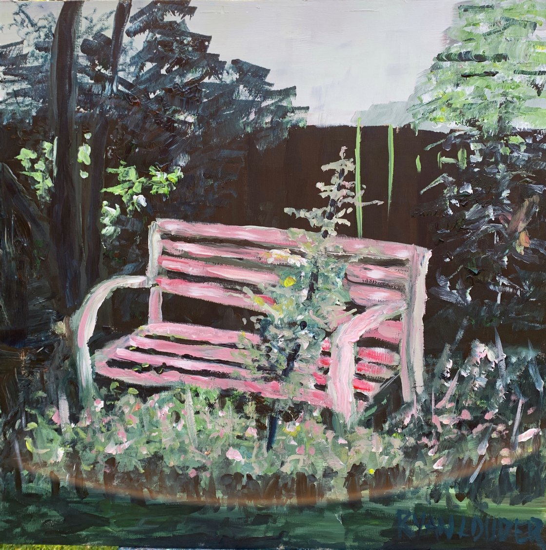 A painting titled 'The Forgotten Bench by Ryan  Louder' by Ryan Louder