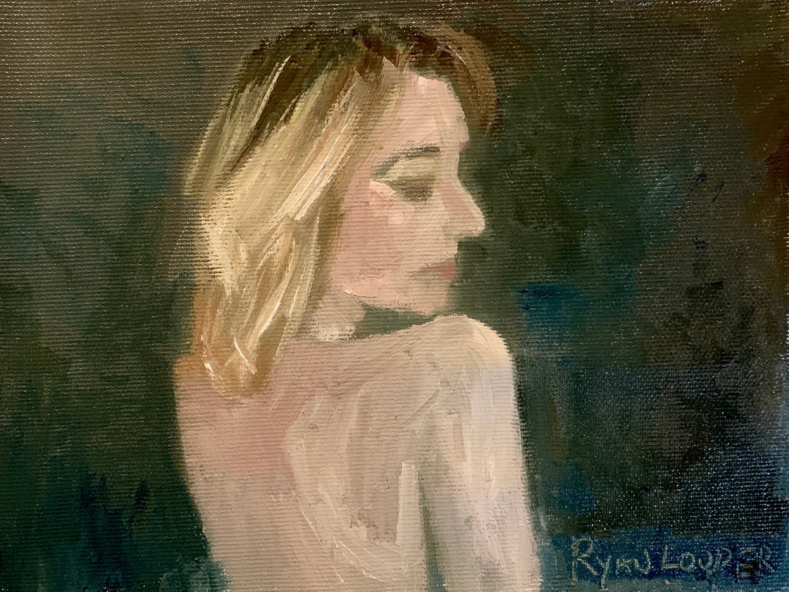 A painting titled 'Figure Back Of A Woman by Ryan  Louder' by Ryan Louder