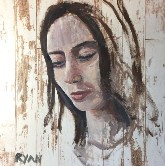 Faces In Wood 3 - Acrylic On Paper - 12"x12" by Ryan Louder - Hahnemühle German Etching Fine Art Print
