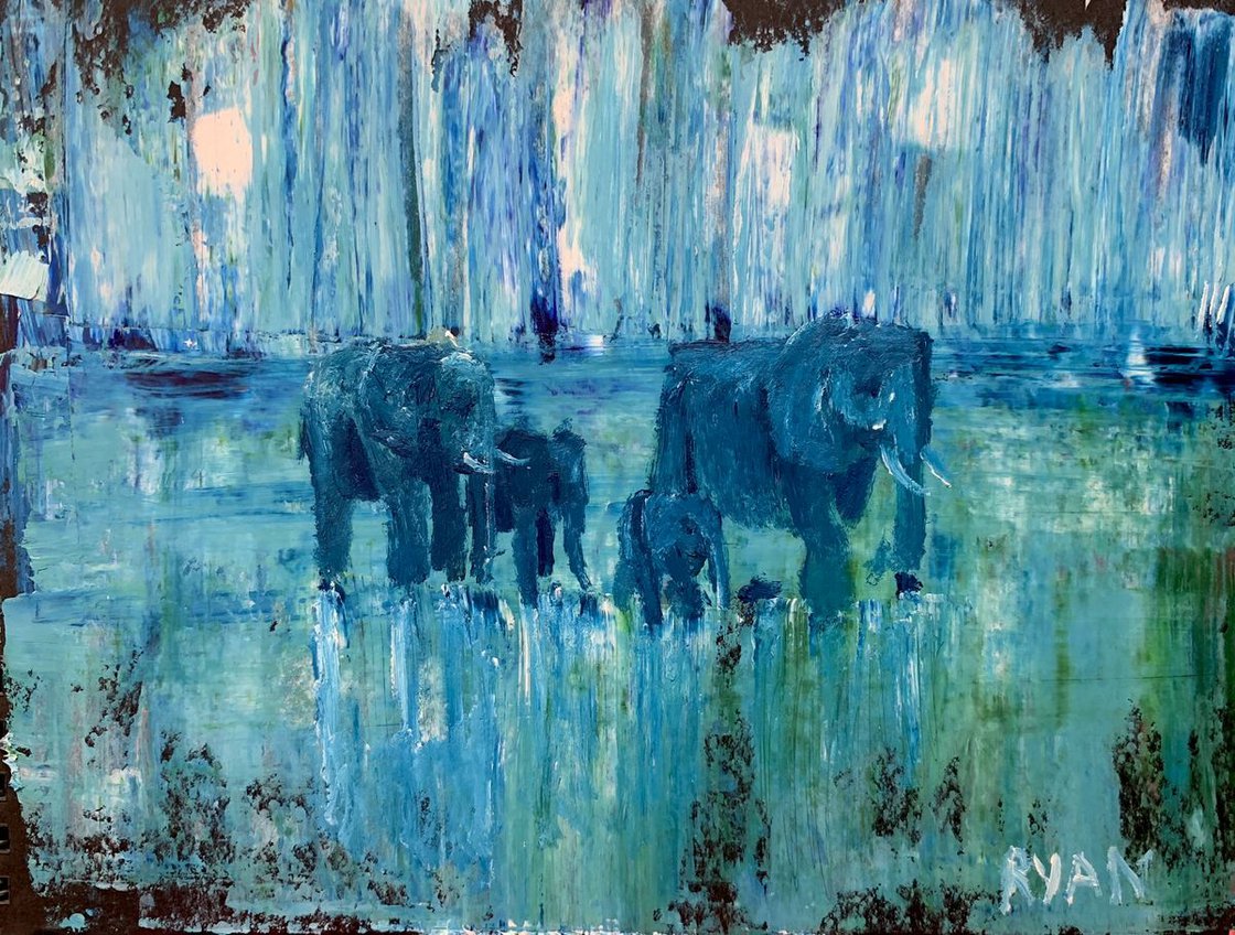 Elephants by Ryan Louder - Hahnemühle German Etching Fine Art Print